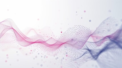 Sound waves of bright particles and music motion visuals, Abstract waves of glowing particles.white...