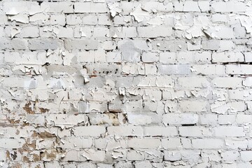 Panoramic background of a brick wall, straight lines. symmetry. background. painted white. generative ai