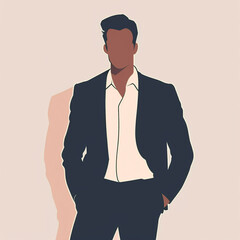 illustration of successful men, handsome rich boss or executive manager dressed in a business suit, isolated flat vector modern business illustration, full of success and motivation