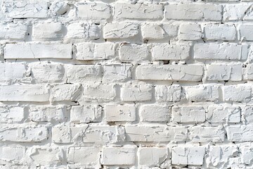 Obraz premium Panoramic background of a brick wall, straight lines. symmetry. background. painted white. generative ai