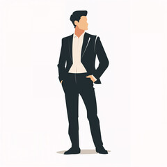 Obraz na płótnie Canvas illustration of successful men, handsome rich boss or executive manager dressed in a business suit, isolated flat vector modern business illustration, full of success and motivation