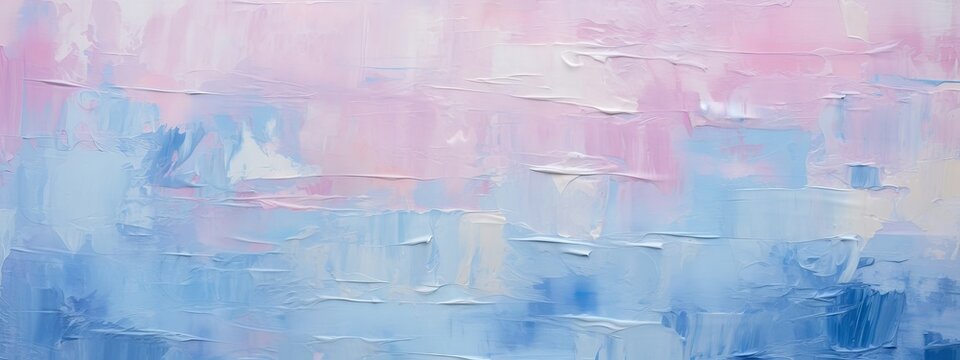Close up of abstract rough pink blue art painting texture background wallpaper, with oil or acrylic brushstroke, pallet knife paint on canvas