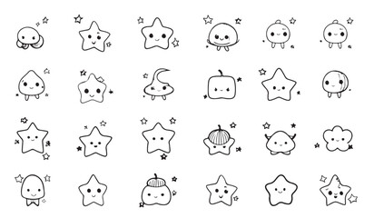 Star icon symbol set, vector illustrations on white background