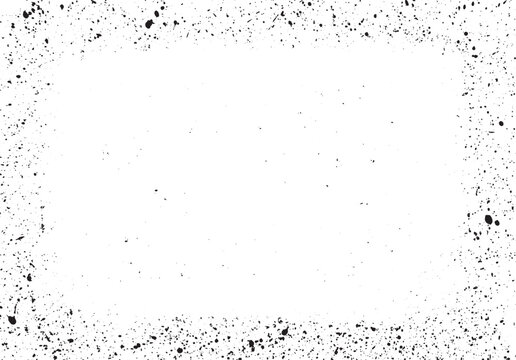 Fondo abstracto grunge con salpicaduras y suciedad, textura marco en negro con efecto de spray de gotas gordas, recurso banner con efecto enmarcado. Espacio para texto o imagen