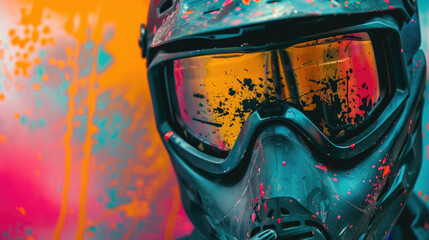 Paintball mask and marker for active pastime - obrazy, fototapety, plakaty