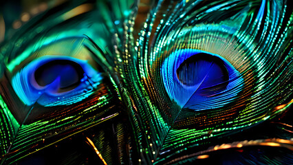 Naklejka premium the intricate and vibrant texture of peacock feathers, generative ai