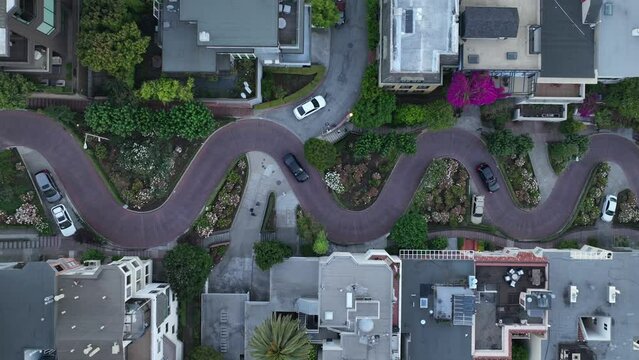 Aerial video of lombard street San Francisco