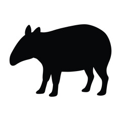 silhouette of a Tapir on white