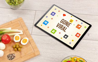 Healthy Tablet Pc compostion, social networking concept concept
