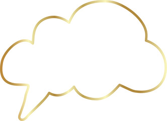 Speech bubble outlined glossy gold style