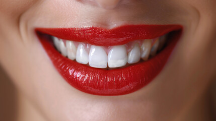 Woman smile. Close up mouth.