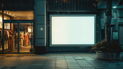 Empty billboard in clothing shop entrance 