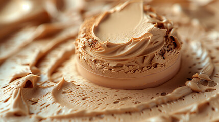 Fototapeta premium Make-up foundation bb-cream smudge cream powder creamy background, luxury graceful beige texture background.
