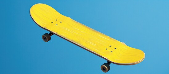 Flying simple yellow skateboard