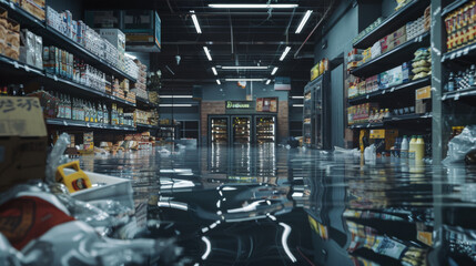 Flooded supermarket