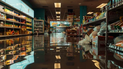 Deurstickers Flooded supermarket © ArtBox