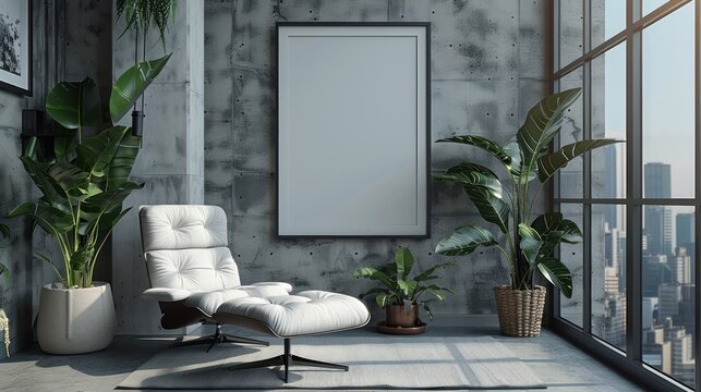 blank poster mockup with clean minimalist interior