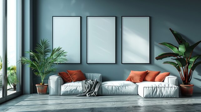 blank poster mockup with clean minimalist interior