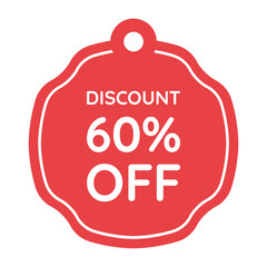 red 60 percent discount label on white background