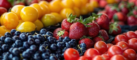Fresh healthy bio fruits and vegetable - obrazy, fototapety, plakaty