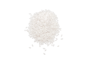 Rice for risotto poured in a heap on an empty background