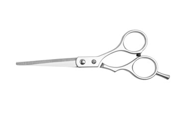 Professional scissors for cutting hair on a blank background
