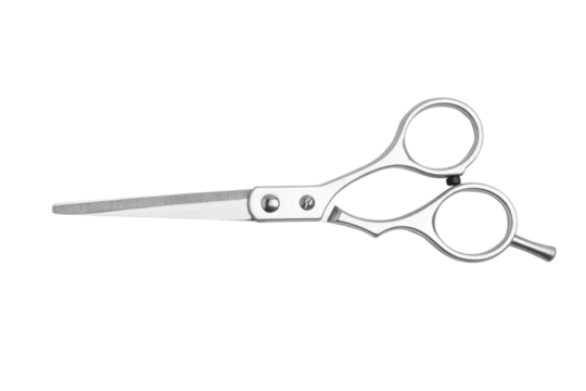 Professional scissors for cutting hair on a blank background