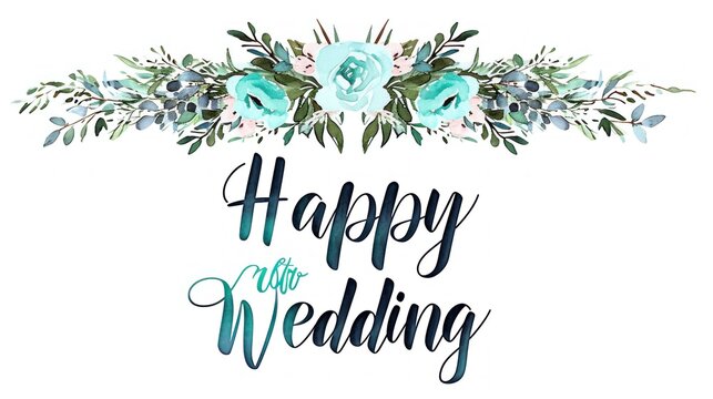 Floral concept vector collection of "happy wedding" frames.