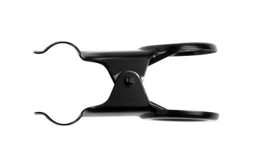 Black paper clip on empty background