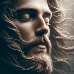 Jesus calming face image - obrazy, fototapety, plakaty