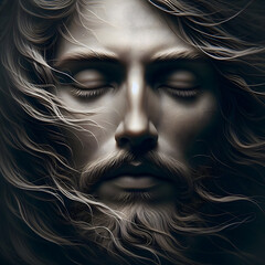 Jesus calming face image - obrazy, fototapety, plakaty