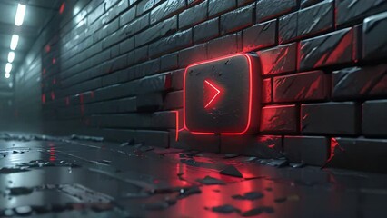 Youtube intro video red and blue play button prologue introduction template dark and moody start power red neon