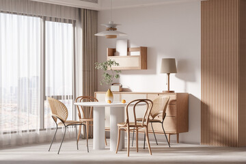 Modern Interior Dining Room Wall Mockup - 3d rendering, 3d illustration
