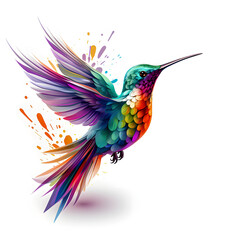 Fototapeta premium Clipart illustration, collection of hummingbird, leaves autumn and flowers on white background. Suitable for crafting and digital design projects.[A-0004]