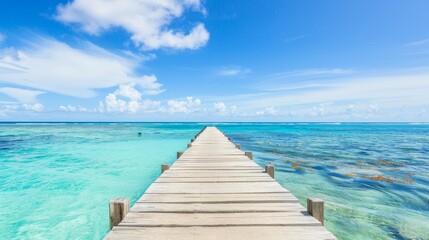 Tropical Paradise with Wooden Jetty