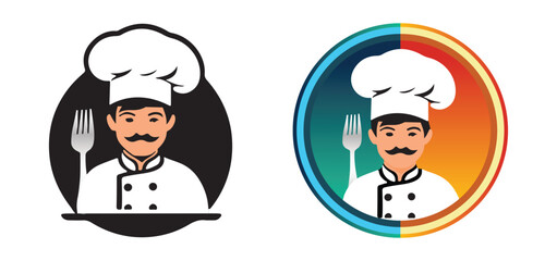 master chef logo for restaurant on white isolated