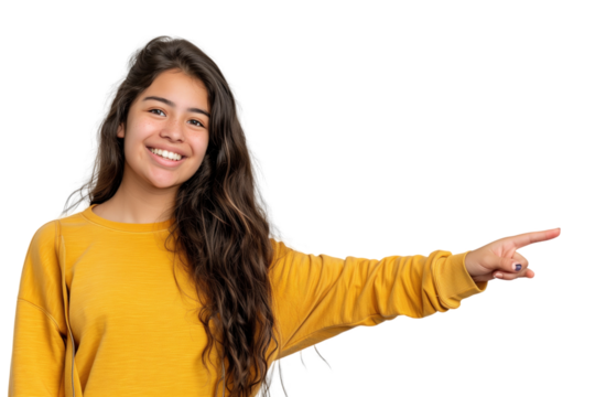 30's woman with introduce gesture