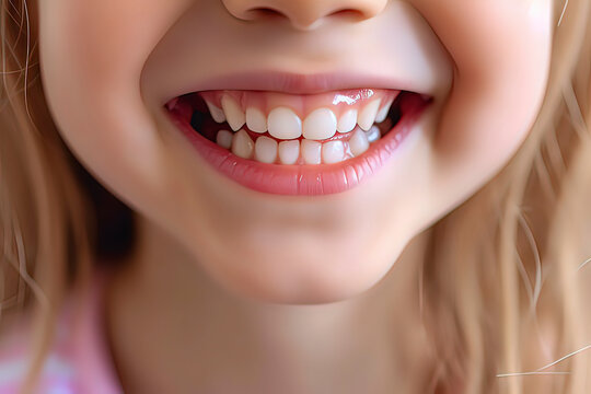 Healthy Teeth and Smiles of Girls. AI technology generated image