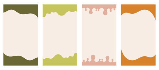 Set of assorted shapes suitable for headers and footers on vertical stories, promo site. Ornamental border element for creative design in vector flat style. Earthy Boho color palette.