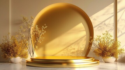 Podium shaped gold luxury background