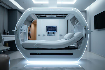Future sanatorium medical room. AI technology generated image - obrazy, fototapety, plakaty