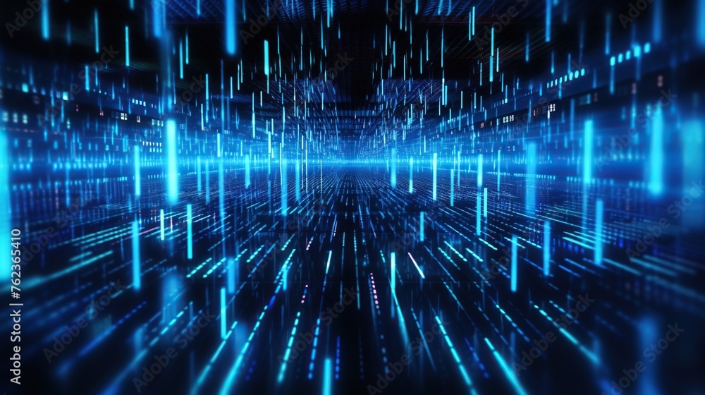 Aufkleber processing data transfer or big data technology concept with futuristic digital light.