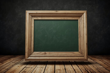Empty chalk board background. Blank blackboard with wooden frame.