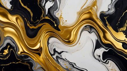 Wallpaper 3D classic marble texture liquid white and gold luxury black ai image 3