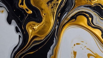 Wallpaper 3D classic marble texture liquid white and gold luxury black ai image 2