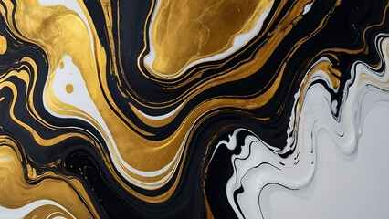 Wallpaper 3D classic marble texture liquid white and gold luxury black ai image 1