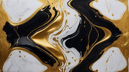 Wallpaper 3D classic marble texture liquid white and gold luxury black ai image 