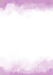 Pulple watercolor wet wash splash on background white with golden splash, watercolor elements. illustration card design or templates for greetings or wedding invitation or birthday.
