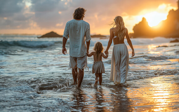 Young Family at the Beach, image can be flipped horizontally.
