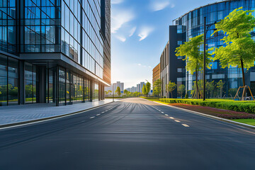 Highway and Financial Center Office Building. AI technology generated image